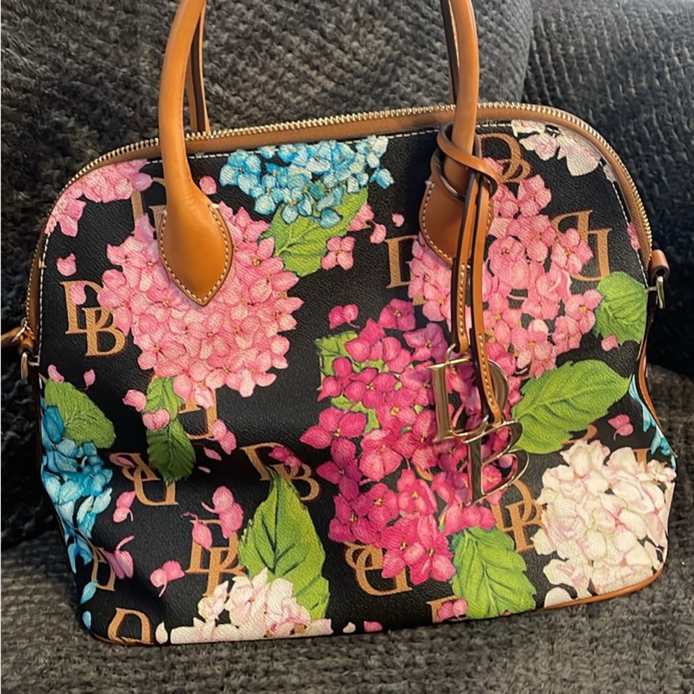 Dooney & Bourke Floral Black and Brown Designer Handbag